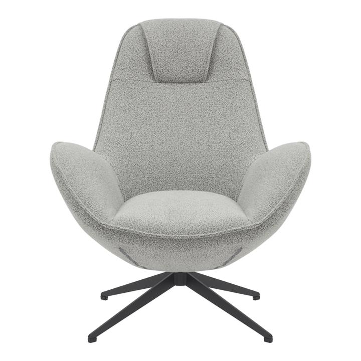 Armchair rotating Flago pakoworld boucle fabric in light gray shade 85x88x103.5cm
