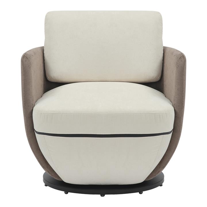 Armchair rotating Coupa pakoworld fabric in beige shade 75x77x79cm