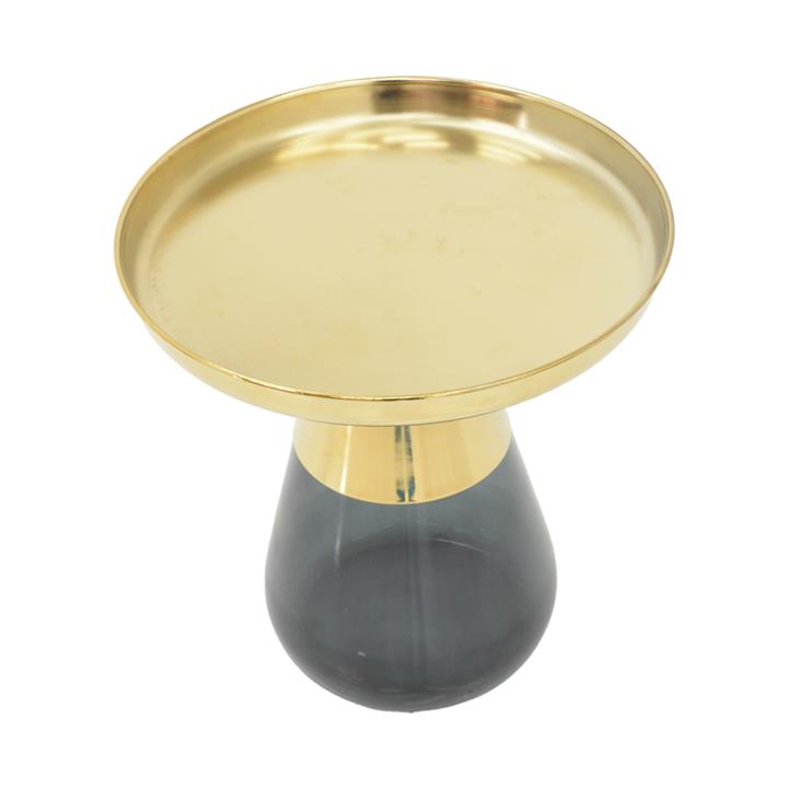 Coffee table Kunlo Inart 2 pieces set gold chrome-black glass