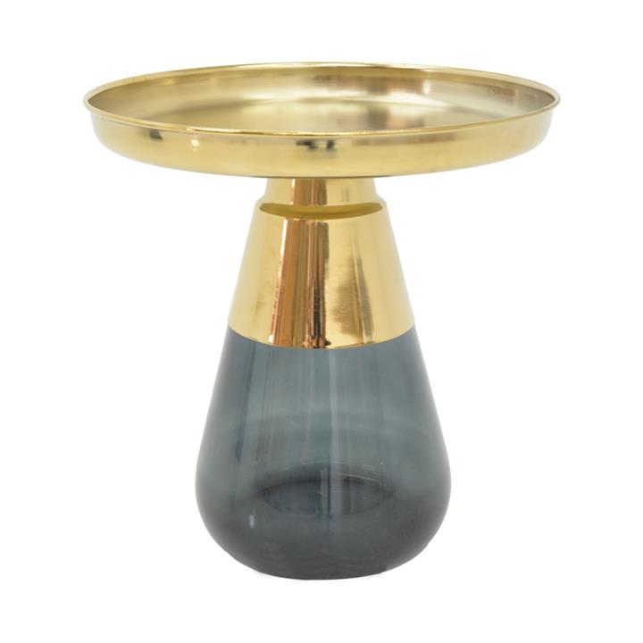 Coffee table Kunlo Inart 2 pieces set gold chrome-black glass