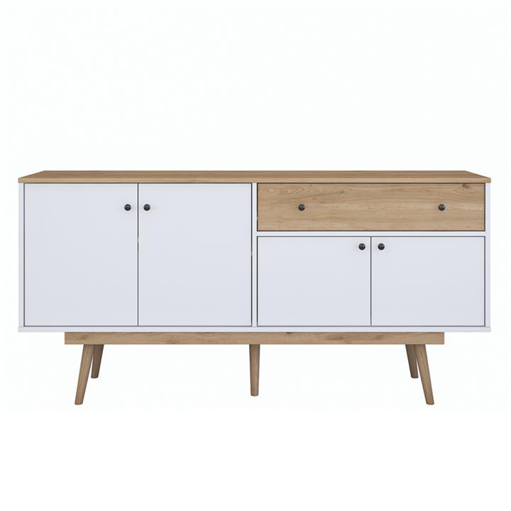 Μπουφές Satava pakoworld pp σε λευκή-καρυδί απόχρωση 180x45x87.6εκ