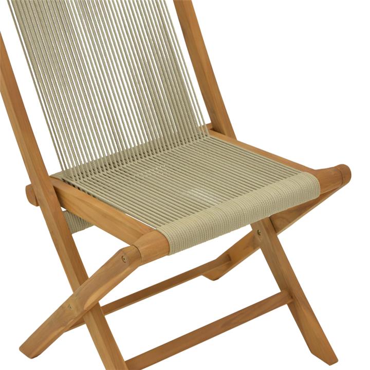 Banou chair pakoworld teak wood and rope in black shade 51.5x58x88cm