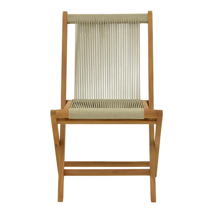 Banou chair pakoworld teak wood and rope in black shade 51.5x58x88cm