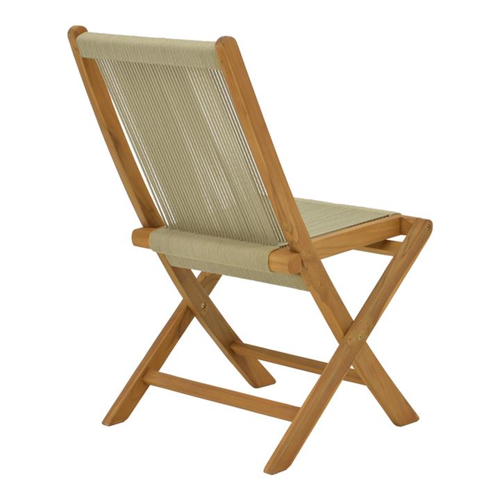 Banou chair pakoworld teak wood and rope in black shade 51.5x58x88cm