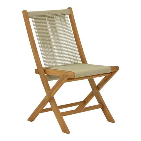 Banou chair pakoworld teak wood and rope in black shade 51.5x58x88cm