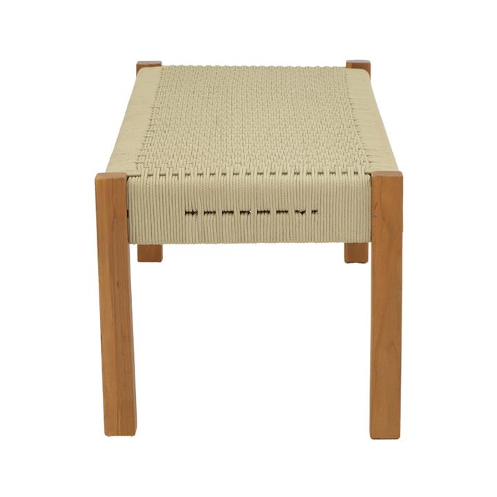 Bench Uma pakoworld teak wood and rope in natural shade 120x45x40cm