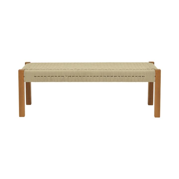 Bench Uma pakoworld teak wood and rope in natural shade 120x45x40cm