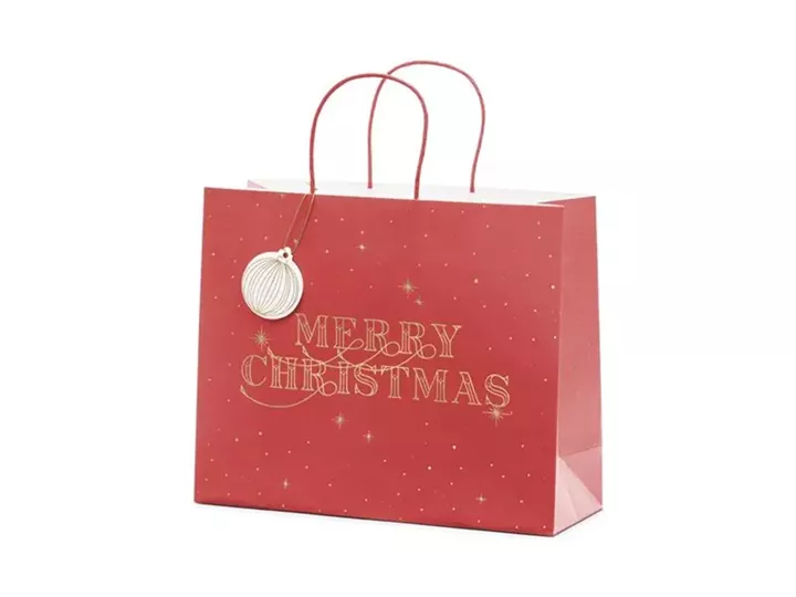ΧΑΡΤΙΝΗ ΤΣΑΝΤΑ MERRY CHRISTMAS ΚΟΚΚΙΝΗ 32.5×26.5×11.5cm