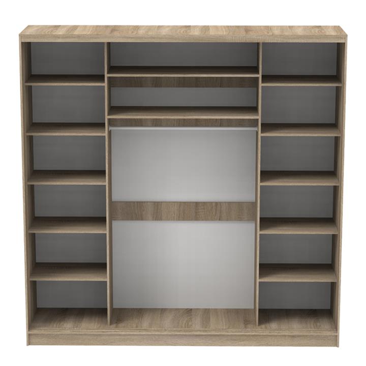 Aparador I pakoworld two-leaf sliding wardrobe with mirror melamine in sonoma color 240x60x240cm