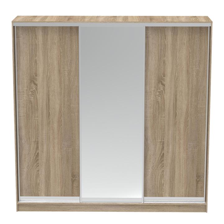 Aparador I pakoworld two-leaf sliding wardrobe with mirror melamine in sonoma color 240x60x240cm