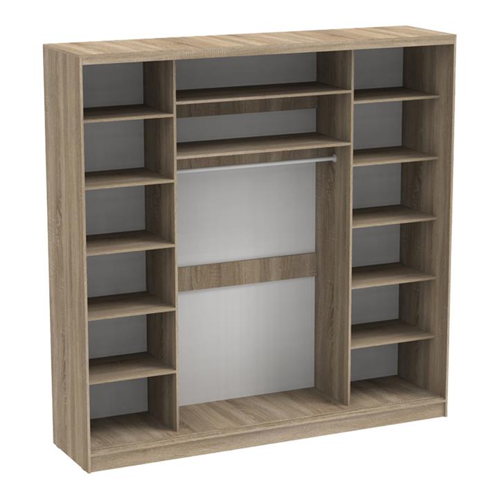 Aparador I pakoworld two-leaf sliding wardrobe with mirror melamine in sonoma color 240x60x240cm