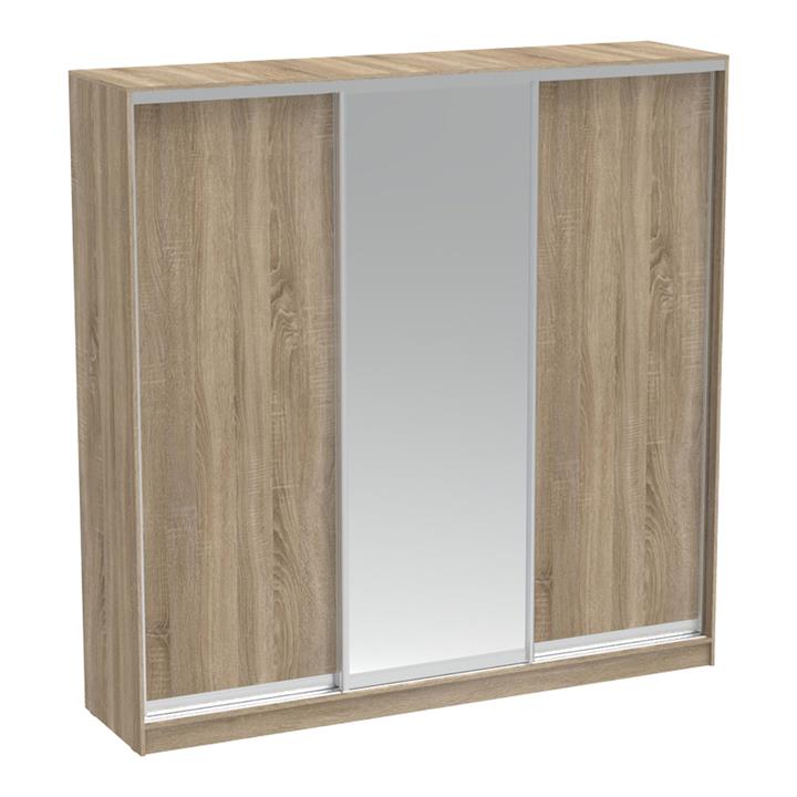 Aparador I pakoworld two-leaf sliding wardrobe with mirror melamine in sonoma color 240x60x240cm