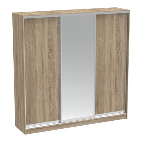 Aparador I pakoworld two-leaf sliding wardrobe with mirror melamine in sonoma color 240x60x240cm