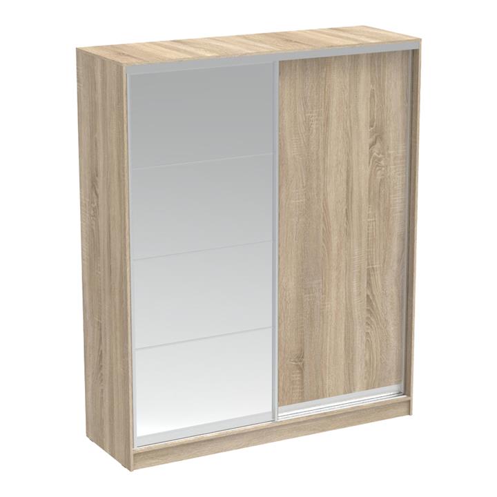Aparador pakoworld two-leaf sliding wardrobe with mirror melamine in sonoma color 180x60x220cm