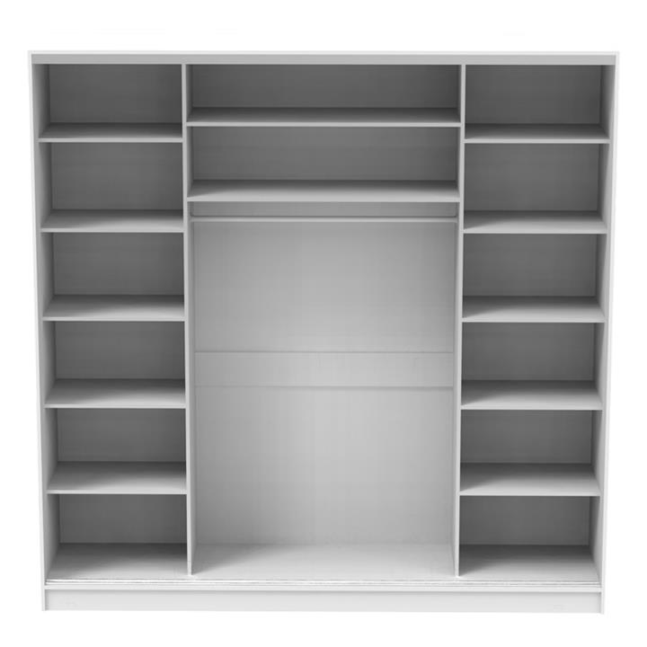 Aparador I pakoworld two-leaf sliding wardrobe with mirror melamine in white color 240x60x240cm