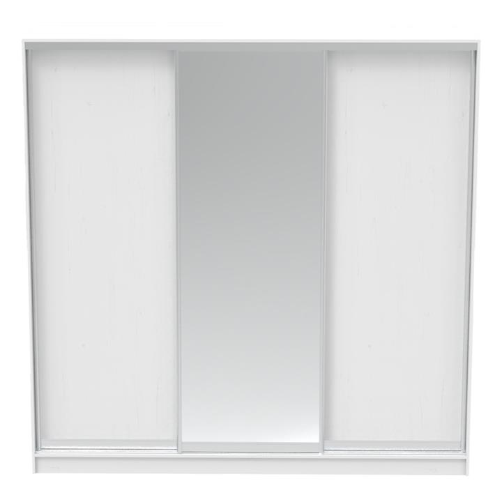 Aparador I pakoworld two-leaf sliding wardrobe with mirror melamine in white color 240x60x240cm