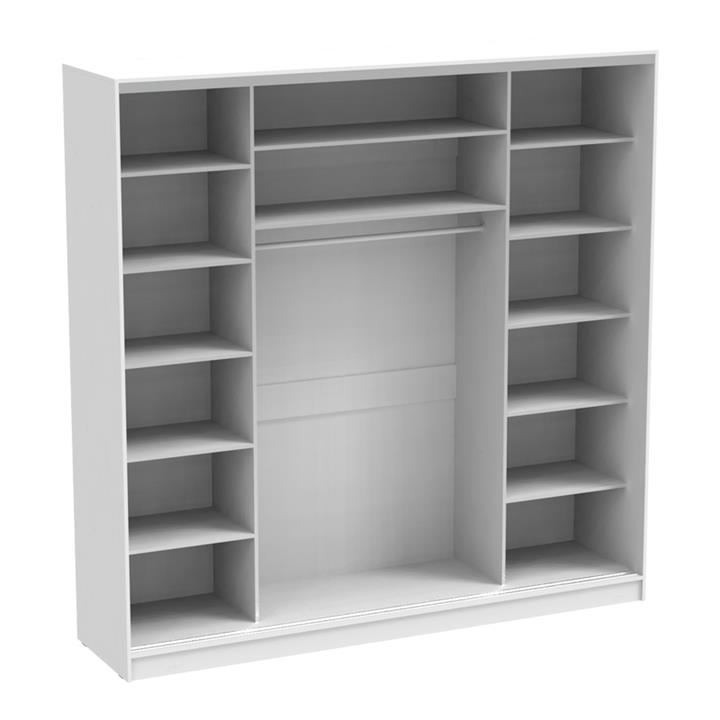 Aparador I pakoworld two-leaf sliding wardrobe with mirror melamine in white color 240x60x240cm