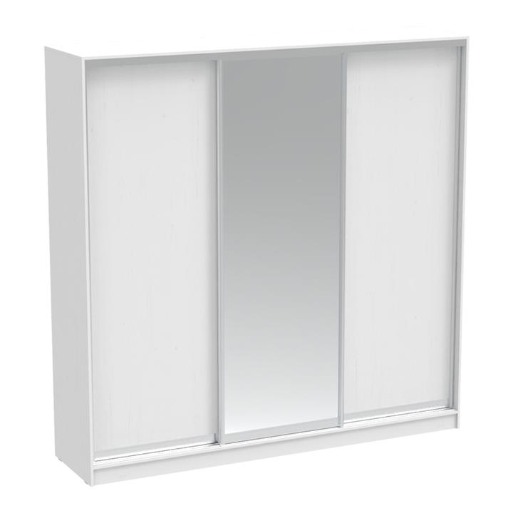Aparador I pakoworld two-leaf sliding wardrobe with mirror melamine in white color 240x60x240cm