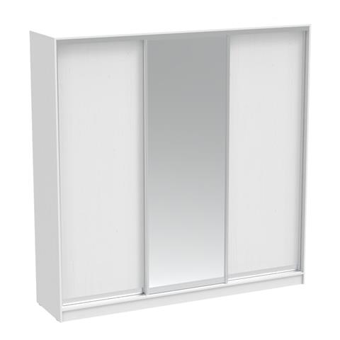 Aparador I pakoworld two-leaf sliding wardrobe with mirror melamine in white color 240x60x240cm
