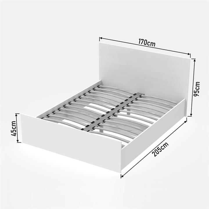 Double bed Toscana pakoworld melamine in white color 160x200cm