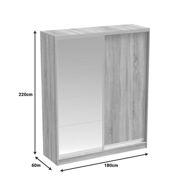 Aparador pakoworld two-leaf sliding wardrobe with mirror melamine in white color 180x60x220cm