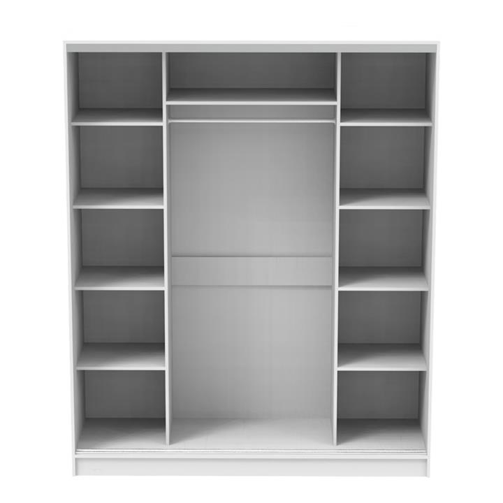 Aparador pakoworld two-leaf sliding wardrobe with mirror melamine in white color 180x60x220cm