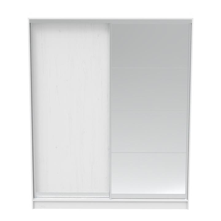 Aparador pakoworld two-leaf sliding wardrobe with mirror melamine in white color 180x60x220cm