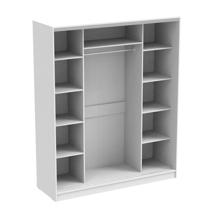 Aparador pakoworld two-leaf sliding wardrobe with mirror melamine in white color 180x60x220cm