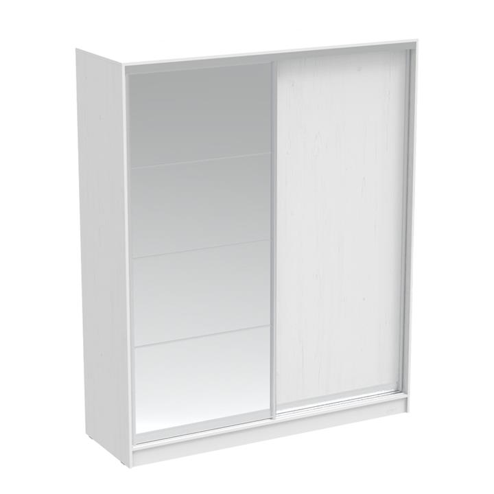 Aparador pakoworld two-leaf sliding wardrobe with mirror melamine in white color 180x60x220cm