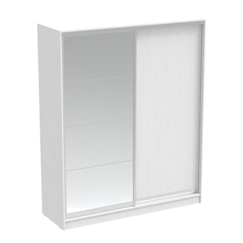 Aparador pakoworld two-leaf sliding wardrobe with mirror melamine in white color 180x60x220cm