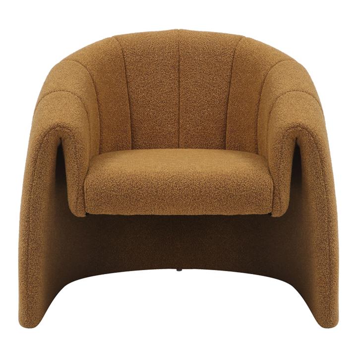Fassy armchair pakoworld boucle fabric in mustard shade 80x66x80cm