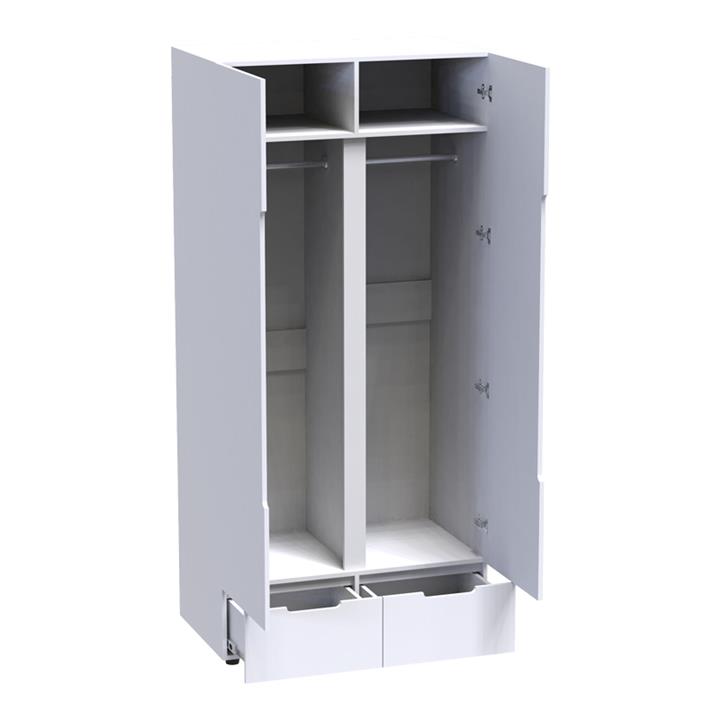 Double Wardrobe Afina pakoworld mdf in white glossy color 100x57x213cm