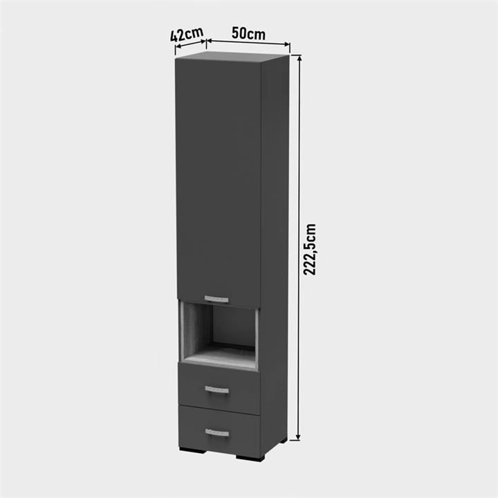 Ντουλάπα Toscana pakoworld σε ανθρακί απόχρωση 50x42x222.5εκ