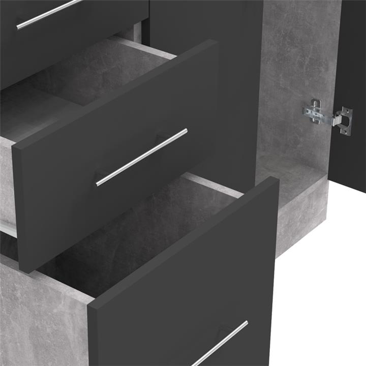 Festa I kitchen unit pakoworld melamine in dark grey and sonoma color 100x60x85cm
