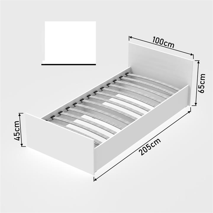 Single bed Toscana pakoworld in white color 100x200cm