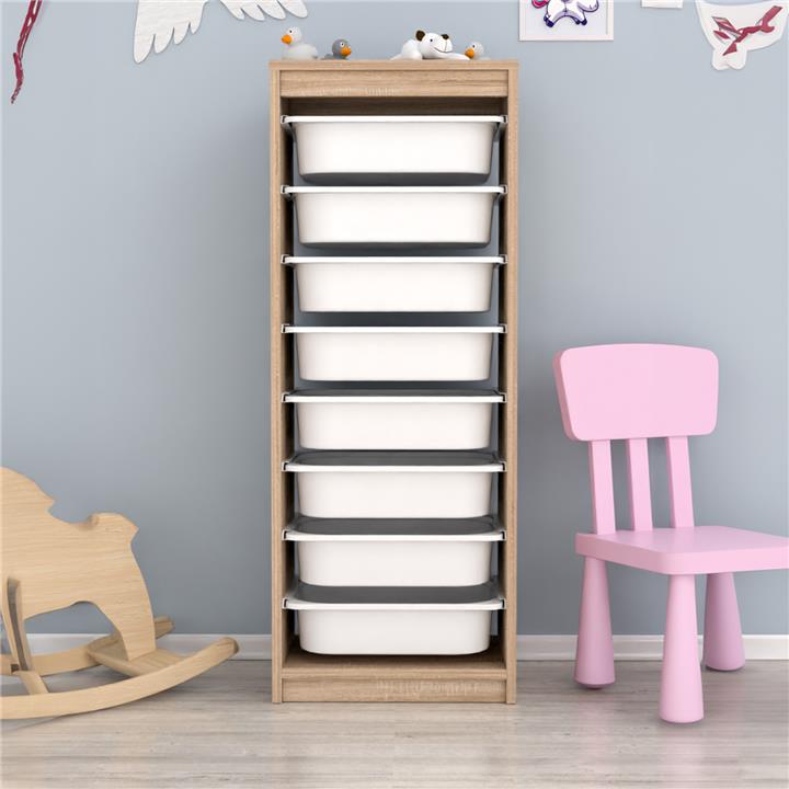 CHEST OF DRAWERS SANI HM18201.03 MELAMINE IN SONAMA-WHITE P.E. DRAWERS 45,5x29,6x118.5Hcm.