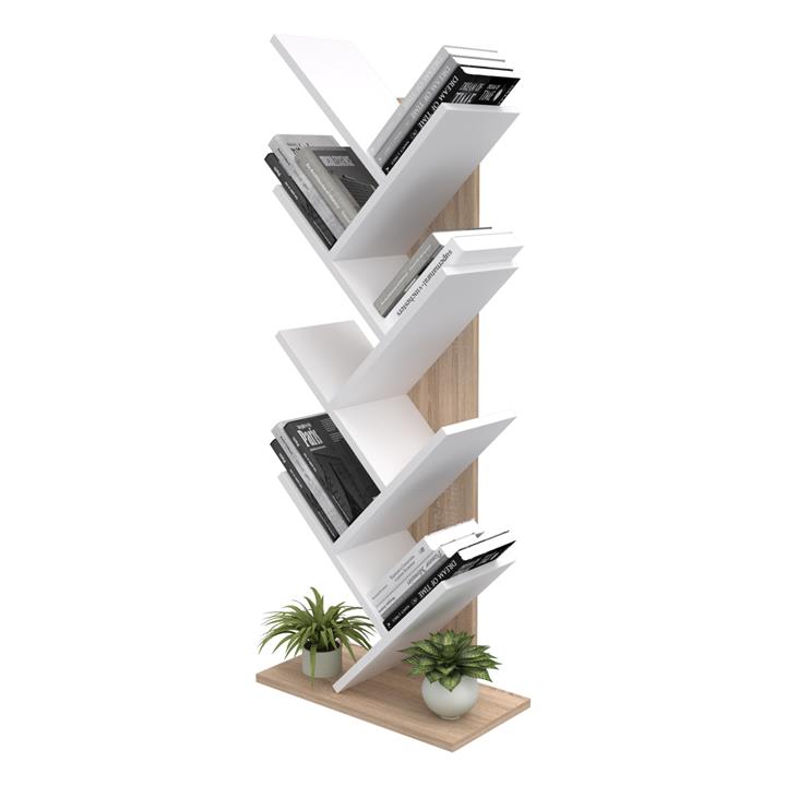 BOOKCASE LIANA HM18193.03 MELAMINE IN SONAMA-WHITE 53x27x138Hcm.