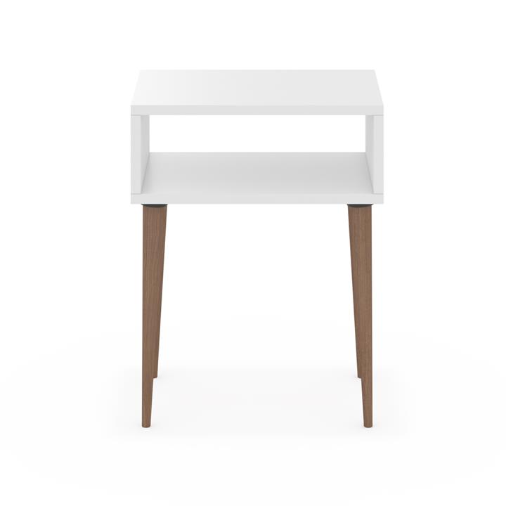 BEDSIDE STAND TODD HM18183.01 MELAMINE IN WHITE-LEGS IN NATURAL WOOD COLOR 45x30x58Hcm.