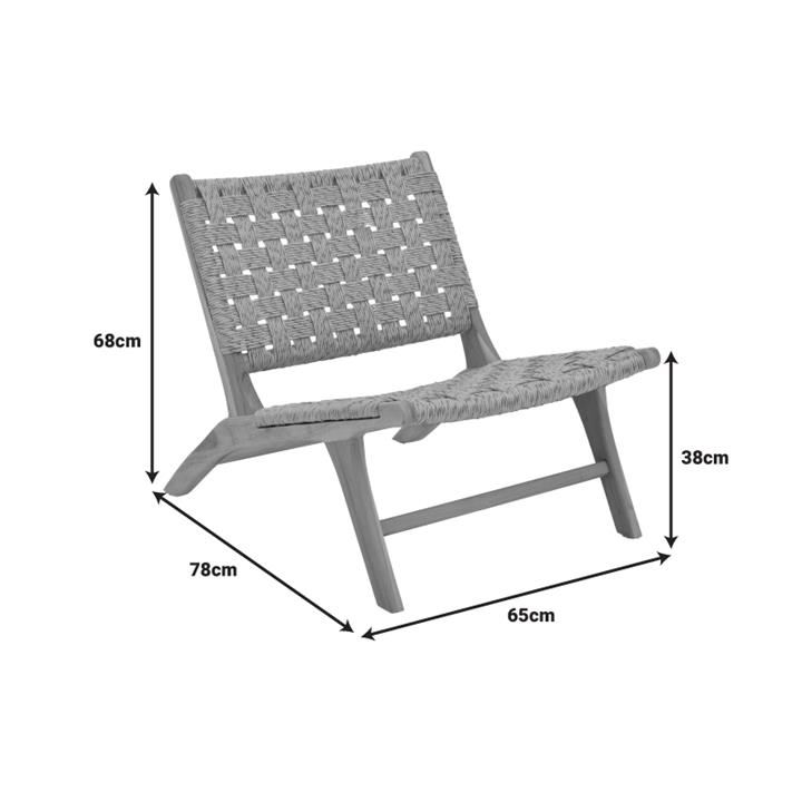 Foldere pakoworld chair natural teak wood-rope 65x78x68cm