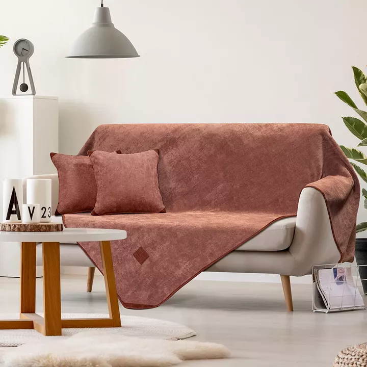 Ριχτάρι Τετραθέσιο Micro velour 180x350 Art 8405 Τετραθέσιο Κεραμιδί