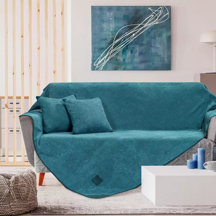 Ριχτάρι Τριθέσιο Micro velour 180x300 Art 8406 Τριθέσιο Πετρόλ