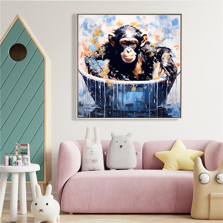 WALL PAINTING HM4539 BEIGE PS FRAME-PRINTED CANVAS WITH MONKEY FIGURE 62x4,5x62Hcm.