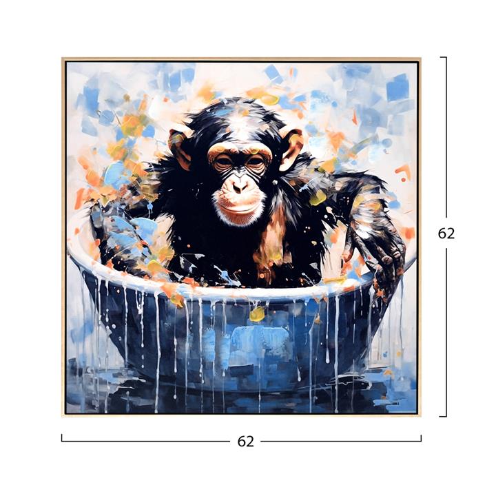 WALL PAINTING HM4539 BEIGE PS FRAME-PRINTED CANVAS WITH MONKEY FIGURE 62x4,5x62Hcm.
