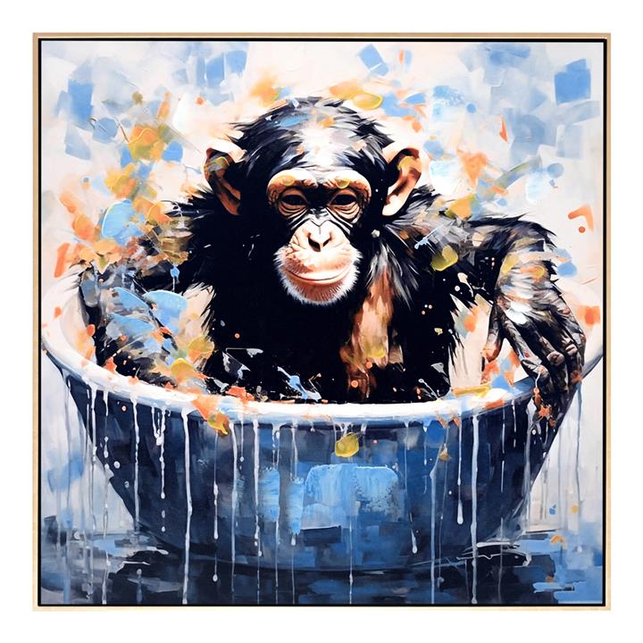 WALL PAINTING HM4539 BEIGE PS FRAME-PRINTED CANVAS WITH MONKEY FIGURE 62x4,5x62Hcm.