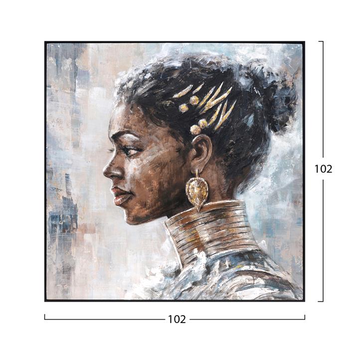 WALL PAINTING HM4544 WITH BLACK PS FRAME-PRINTED CANVAS WITH A WOMAN PROFILE 102x4,5x102Hcm.