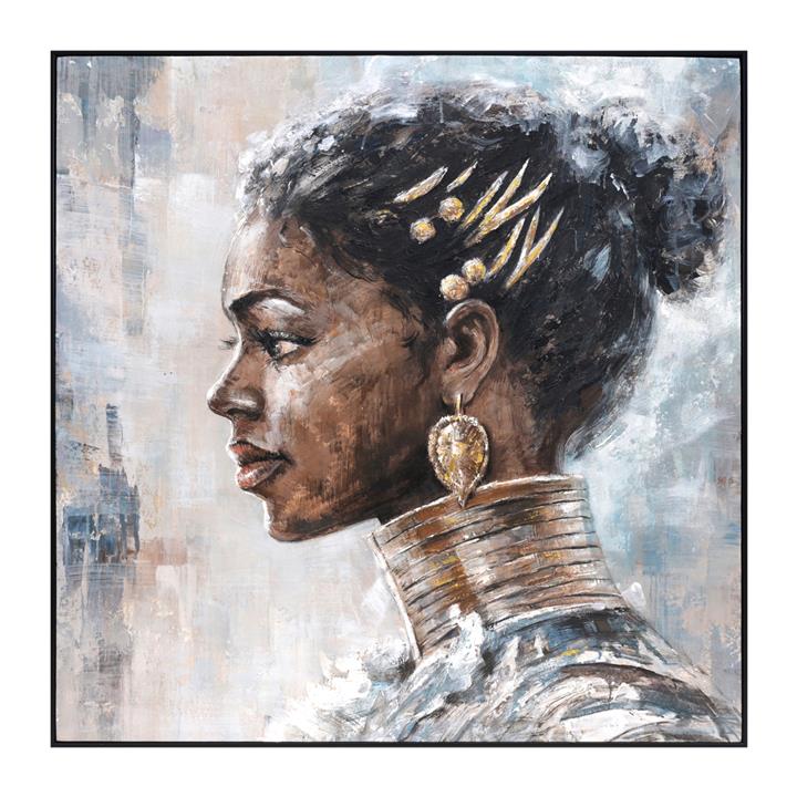 WALL PAINTING HM4544 WITH BLACK PS FRAME-PRINTED CANVAS WITH A WOMAN PROFILE 102x4,5x102Hcm.
