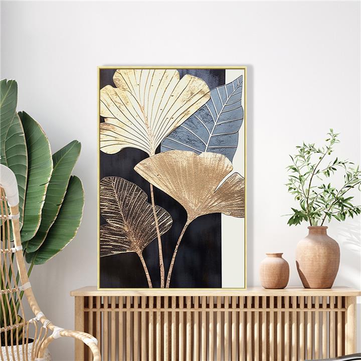 WALL PAINTING HM4546.01 BEIGE PS FRAME-PRINTED CANVAS WITH BROAD LEAVES 52,5x2,8x72,5Hcm.
