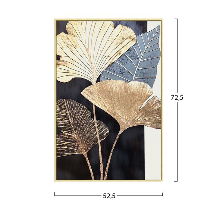 WALL PAINTING HM4546.01 BEIGE PS FRAME-PRINTED CANVAS WITH BROAD LEAVES 52,5x2,8x72,5Hcm.