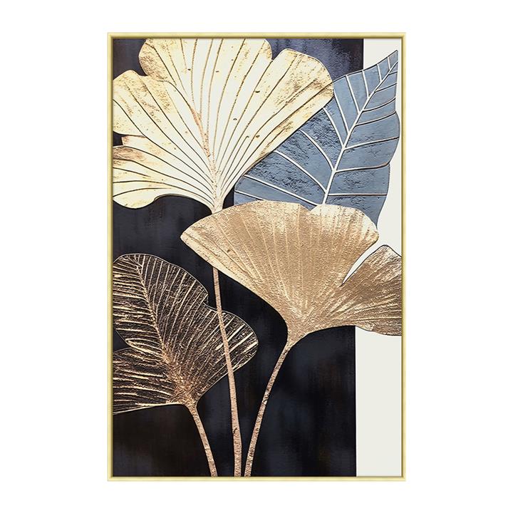 WALL PAINTING HM4546.01 BEIGE PS FRAME-PRINTED CANVAS WITH BROAD LEAVES 52,5x2,8x72,5Hcm.