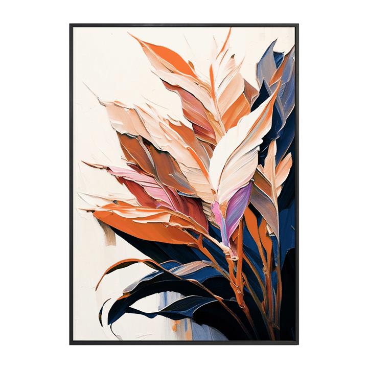 WALL PAINTING HM4547.02 BLACK PS FRAME-PRINTED CANVAS WITH LEAVES 52.5x2.8x72.5Hcm.
